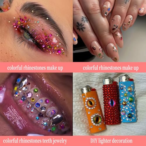 2000Pcs Colorful 3D Rhinestone Nail Art Charms - Geometric Shapes