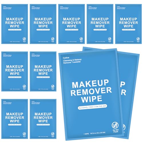 Cydioa Individually Wrapped Makeup Remover Wipes, 100 Pack Travel Wipes