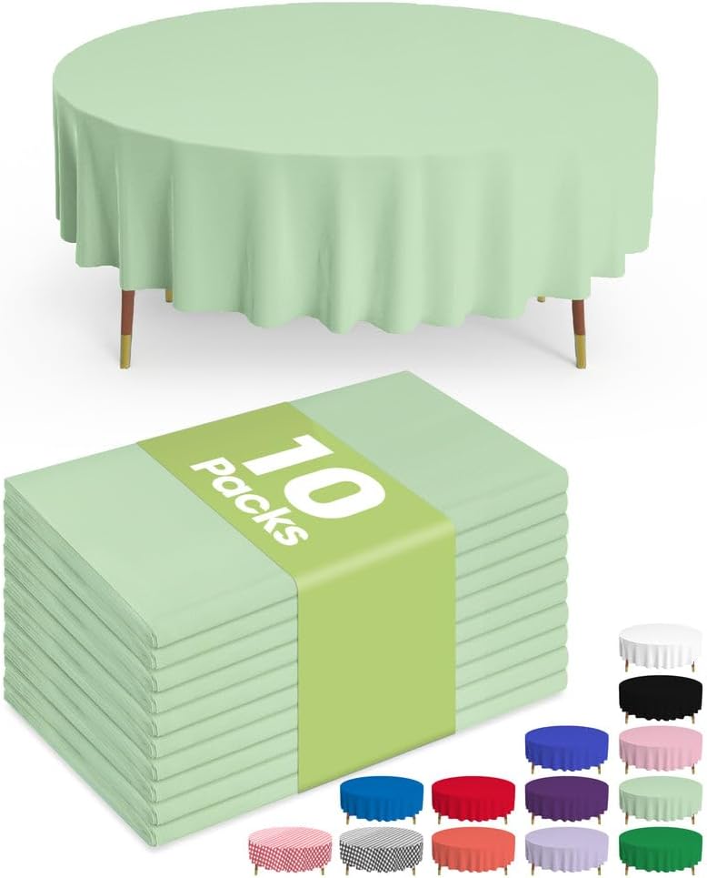 Plastic Table Cloths - 10 Pack Disposable 54 x 108 Inch for Parties, Picnics & Weddings | Rectangle White