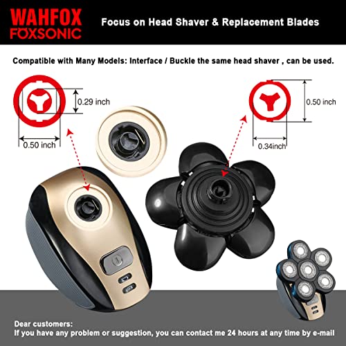 Universal 6 Blades Replacement Heads for Mainstream shaver brands, 5 Blades Head Shaver Replacement Blades, Head shaver Bald Shaver replacement heads With Blade Cover Shaver Head (6 Black)