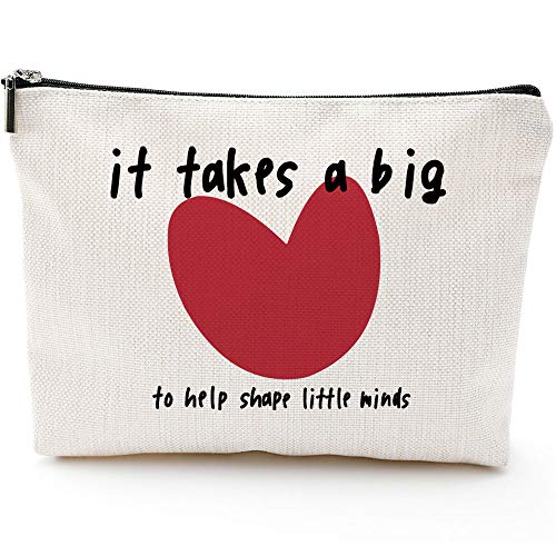 Big Heart Graduation Makeup Bag, Multicolor Blue Leaves, 9x7 in