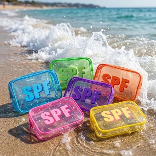 Reginary 6 Pcs SPF Clear Cosmetic Bags - Waterproof Travel Toiletry Organizers
