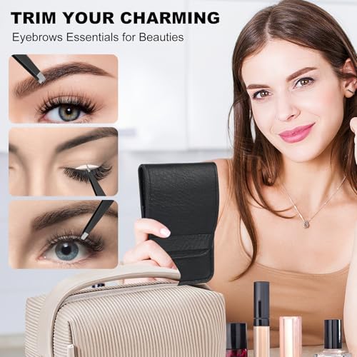 5-Pack Stainless Steel Tweezers Set for Facial Hair and Eyebrow Grooming with Scissors