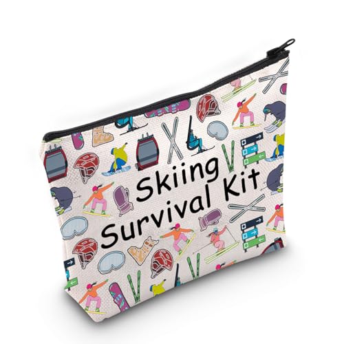 POFULL Skiing Survival Kit Makeup Bag for Women - Winter Sport Cosmetic Organizer
