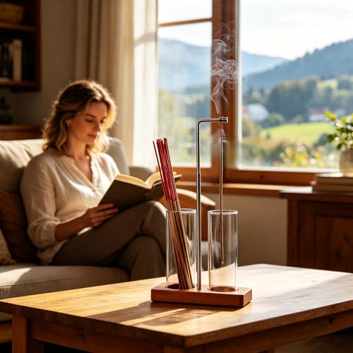 2-in-1 Incense Holder with Glass Ash Catcher for Meditation