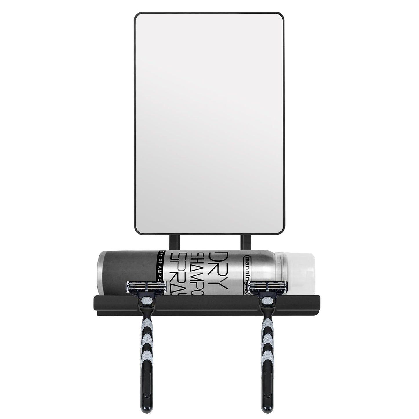 deweisn Fogless Shower Mirror, 360° Rotation Adjustable Shaving Mirror,Bathroom Shower Mirror with Multifunctional Storage Tray and Razor Holders