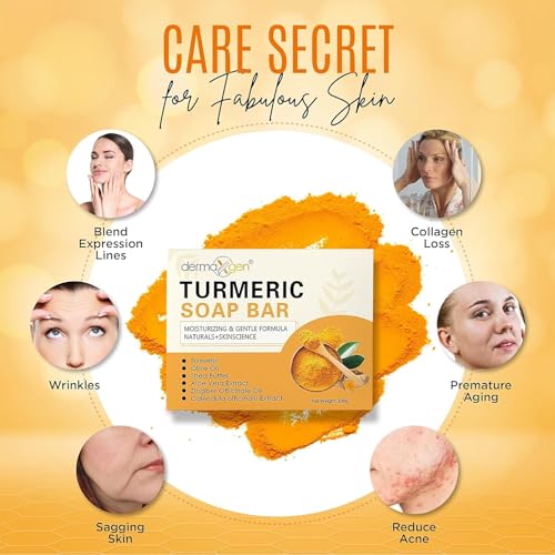 DERMAXGEN Organic Turmeric Soap Bar 7 oz – Turmeric Face & Body Soap (Pack of 1, 1 Ounce variant available)