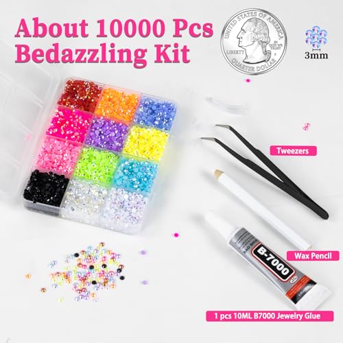Complete 10000pcs Bedazzling Kit with 12 Colors Rhinestones