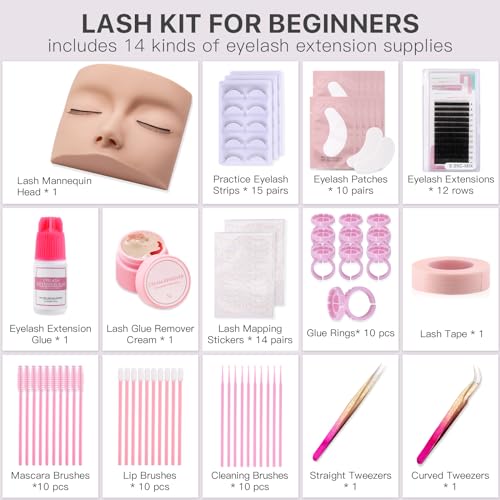 Eyelash Extension Training Kit for Beginners with Mannequin Head
