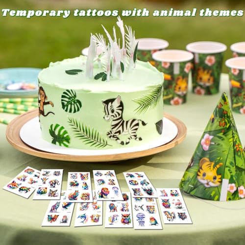 60 PCS Watercolor Animal Temporary Tattoos for Kids' Parties