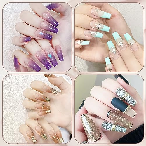 FEBSNOW 600pcs Clear Coffin Nail Tips - Full Cover Acrylic Press On