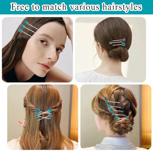 7-Pack Turquoise Retro Hair Clips for Women & Girls - Vintage Metal Barrettes