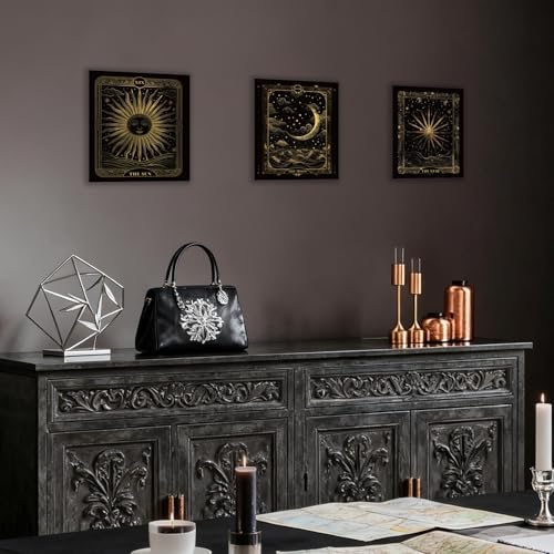 Tarot Wall Art Prints Set of 9 - Black and Gold Home Decor