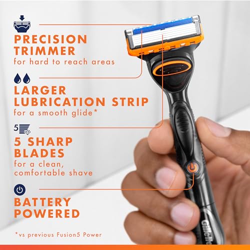 Gillette Fusion5 Power Razor for Men, 1 Gillette Power Razor Handle + 1 Blade Refill