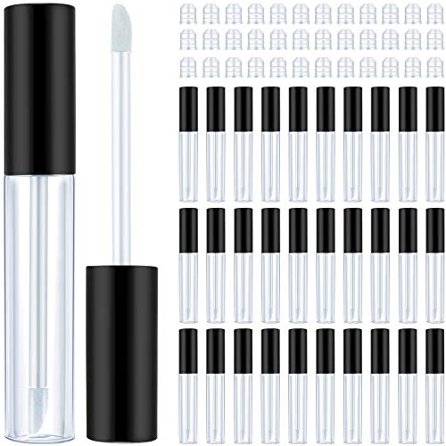 Patelai 50 Pack 10ml Lip Gloss Containers with Wands & Black Caps