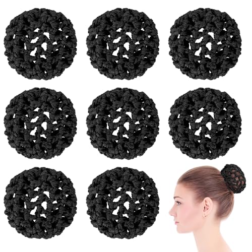 Black Elastic Knit Hair Nets for Ballet and Dance - Set of 8