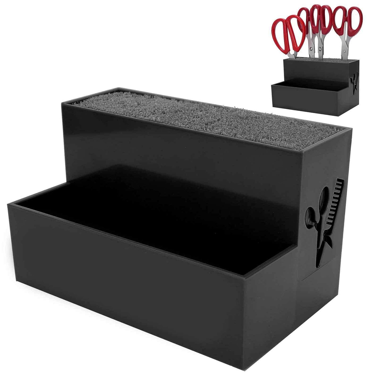 Niiyen Shear Holder Rack, Professional Salon Hairdressing Combs Clips Box Scissors Storage Box Organizer Case Barber Accessories, for Hair Stylist Office Home(Black)