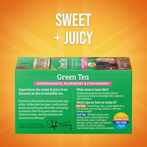 Twinings Green Tea with Pomegranate, Raspberry & Strawberry - 20 Individually Wrapped Bags