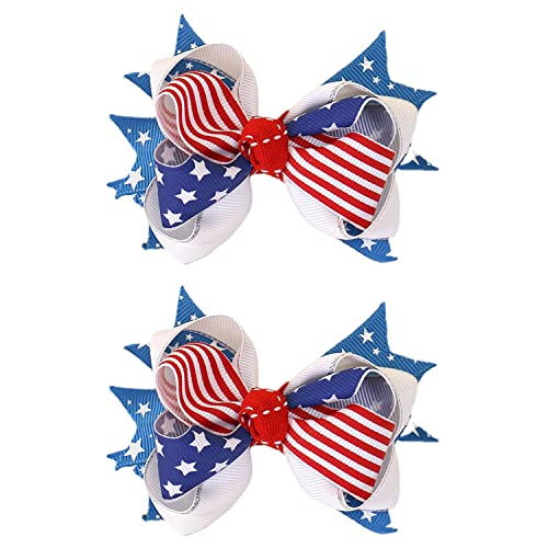 J.H LIVING 2-Pack Patriotic American Flag Hair Clips - July 4th Hair Accessories (Variation A)