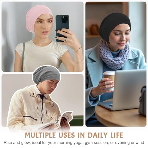 DEMAZALO Solid 3Pcs Silk Satin Bonnet for Sleeping Hair