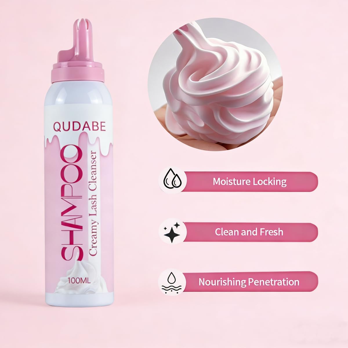 Whipped Lash Shampoo - Gentle Eyelash Extension Cleanser, 100ml | Safe Makeup Remover & Foam Cleaning Kit
