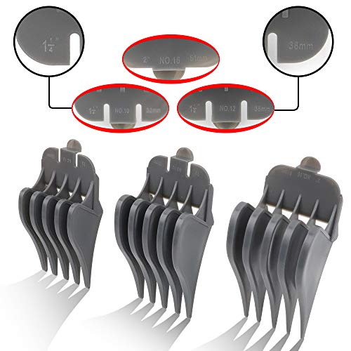 CR8GR8 3-Pack Hair Clipper Guards Set for Wahl Clippers - Includes No.10, No.12, No.16, Gray, 1.5-2 Inch Lengths