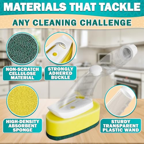 Dish Wand with Soap Dispenser & 7 Sponge Refills - Non-Scratch