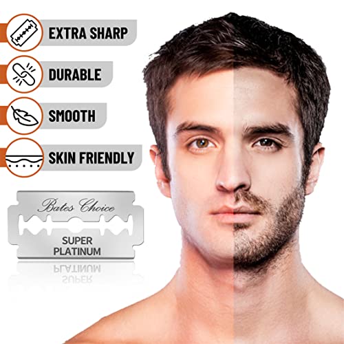 Bates Double Edge Razor Blades - 200 Count Platinum Coated Stainless Steel