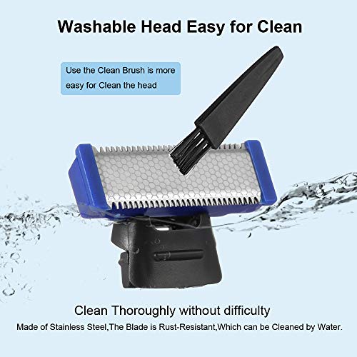 6 Pack Replacement Heads for Rechargeable Shaver & Trimmer – Includes 2 Clean Brushes