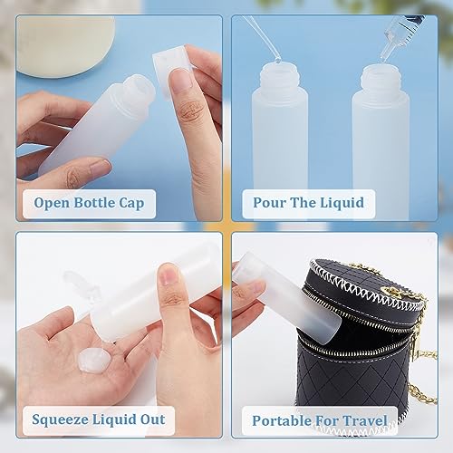 BENECREAT 8 Pack 50ml Clear Refillable Travel Cosmetic Bottles with Flip Caps