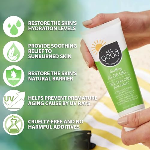 All Good Aloe Vera Gel - Organic Skin Relief & Hydration 3.7 oz (2-Pack)