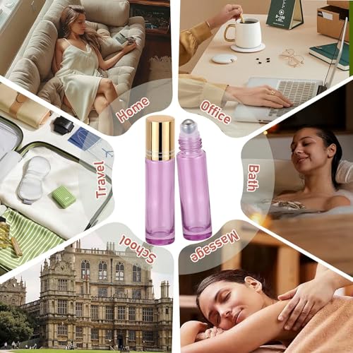 8 Pack 10mL Glass Roller Bottles for Essential Oils & Perfume