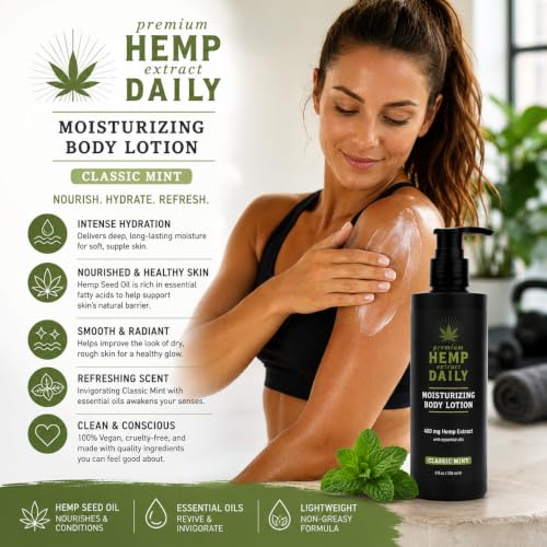 Premium Hemp Daily Ultra-Moisturizing Body Lotion, Classic Mint, 8oz