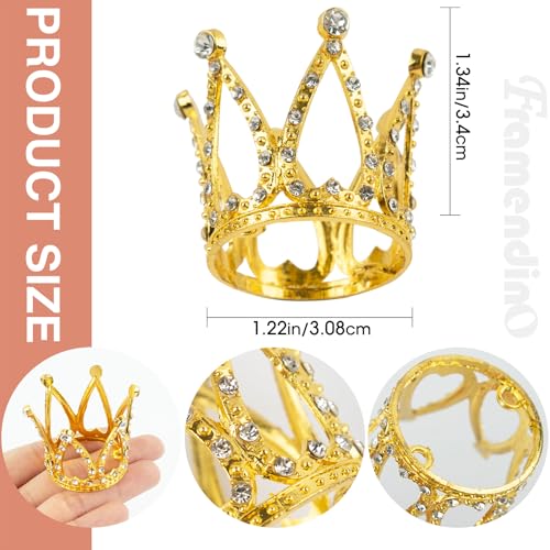 12 Pack Framendino Tiny Gold Crown Cake Cupcake Decorations for Weddings & Birthdays