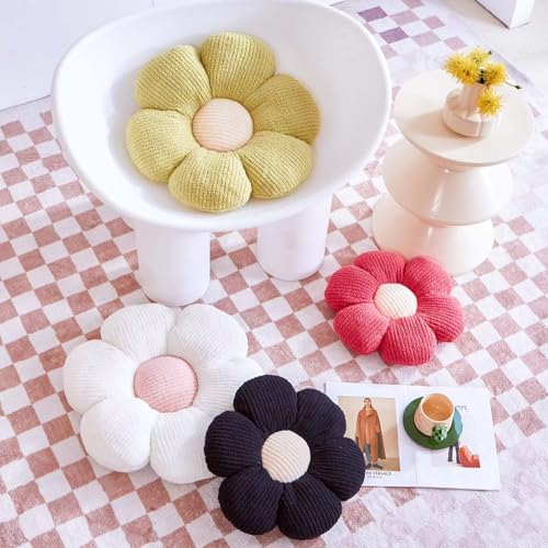 Sage Green Flower Pillow - 14.9" Daisy Plush Decorative Cushion