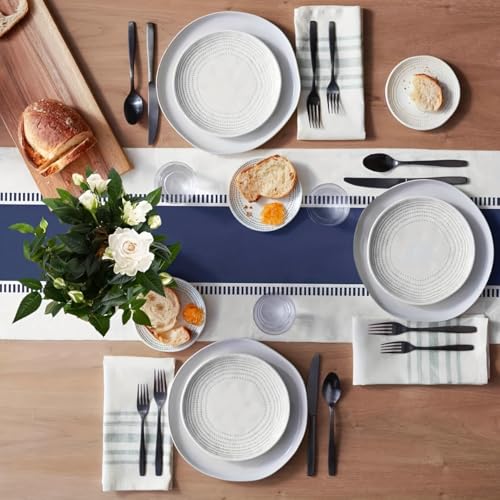 Nautical Striped Table Runner - Navy Blue & White, 13x72in