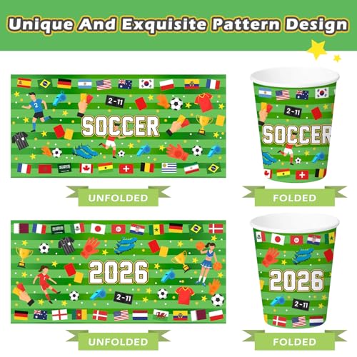 Soccer Party Tableware Set - 104 PCS Plates, Cups & Napkins