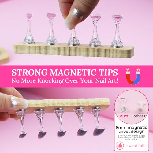 Magnetic Nail Stand for Press Ons - Extra-High Nail Art Painting Holder Kit