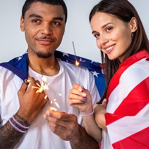 4th of July American Flag String Bracelets - 15 Pack Adjustable