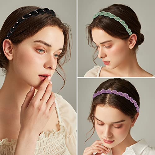 ZIRICHER Thin Metal Spring Headbands for Women - Multicolor Wavy Hair Hoop
