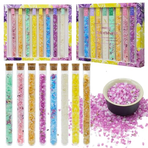 Organic Bath Salts Gift Set with 8 Natural Scents - Relaxing Spa Experience