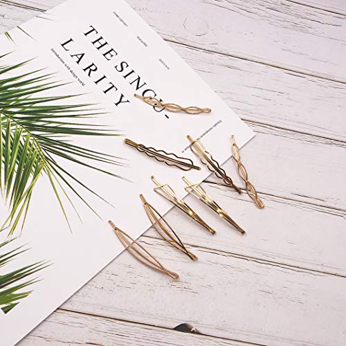 Messen Gold Geometric Hair Pins Set - 8 Stylish Hair Clips