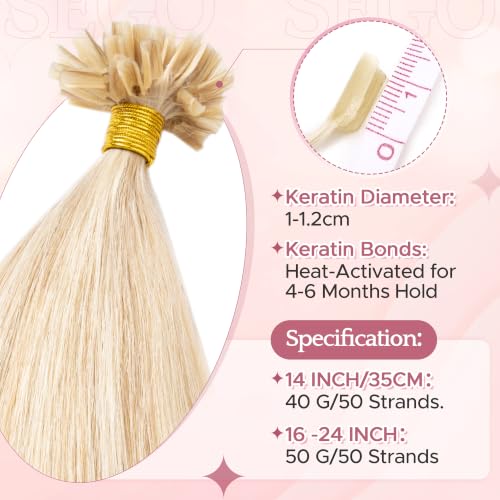 SEGO 14 Inch Real Human Hair U Tip Hair Extensions #18P613