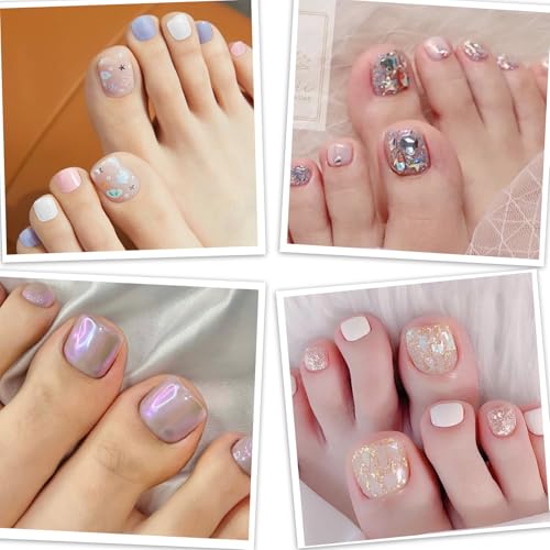 240 PCS Acrylic Clear Toe Nail Tips - Square Shape for DIY & Salons