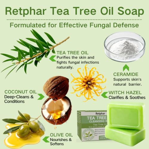 Retphar Antifungal Tea Tree Oil Soap Bar - 4.2 Oz (2 Pack)