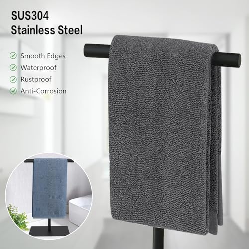 Stainless Steel Hand Towel Rack Stand - T-Shape Design, Black