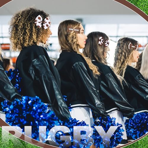 Suncalla 8-Piece Football Bow Hair Clips for Girls - Glitter Game Day Hair Accessories