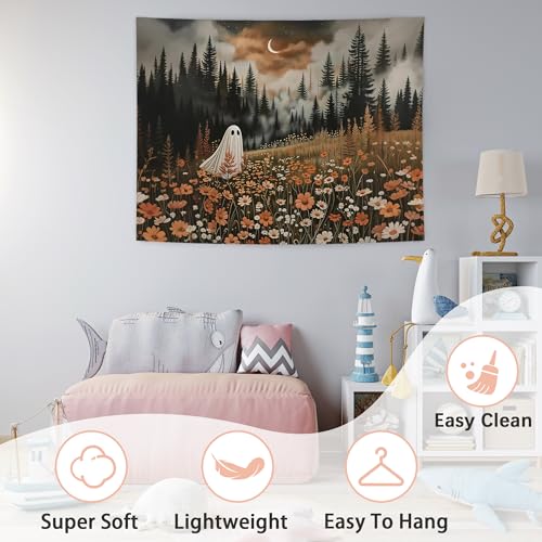 NATSUNO Halloween Tapestry - Spooky Ghost Wall Hanging 50x60