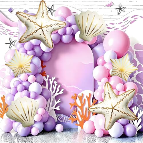 6Pcs Under the Sea Starfish & Seashell Balloons Set
