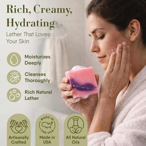 360Feel Handmade Floral Bar Soap Set - 4-Pack Cold-Processed Castile Soap